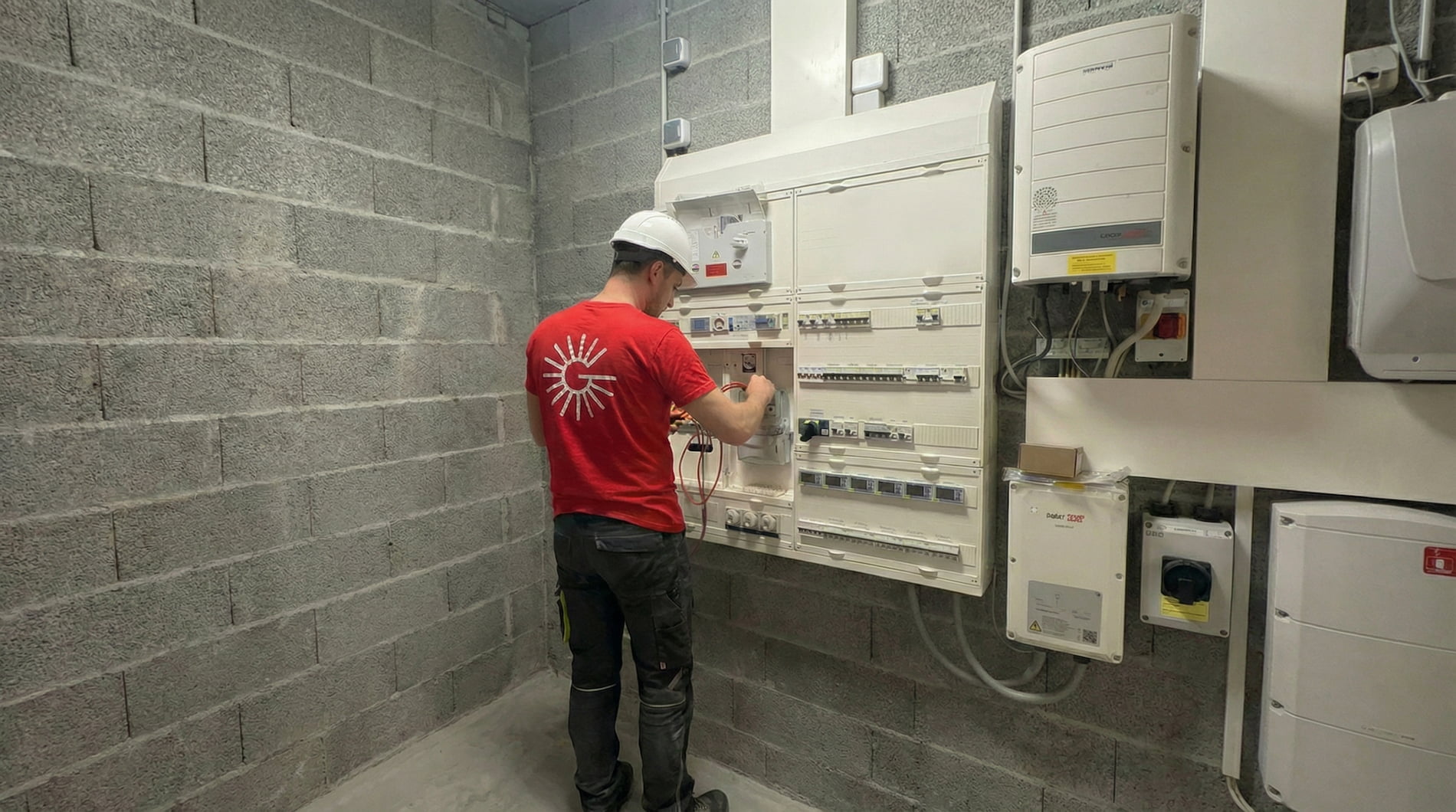 Technicien Gaudard travaillant sur un tableau électrique