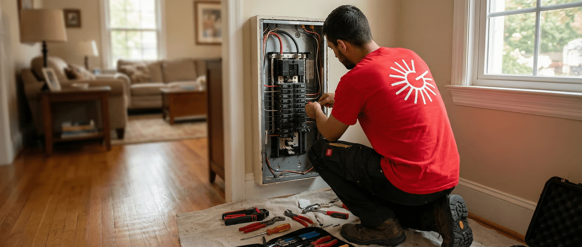 Technicien Gaudard intervenant sur une installation électrique